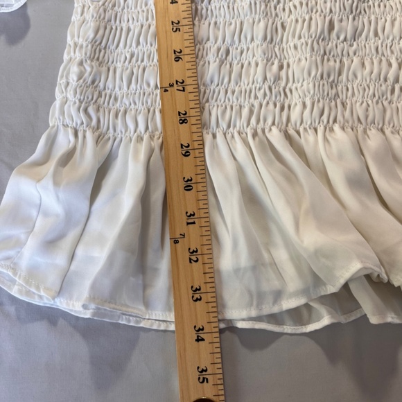 KRISA White Smocked L/S Mini Dress Bridal Shower Size S NWT Sold on Revolve - Picture 8 of 11